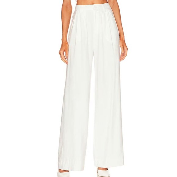 Revolve Nonchalant Label Fabi Pleated-Front Wide Leg Pants Size XS In White - Picture 14 of 14